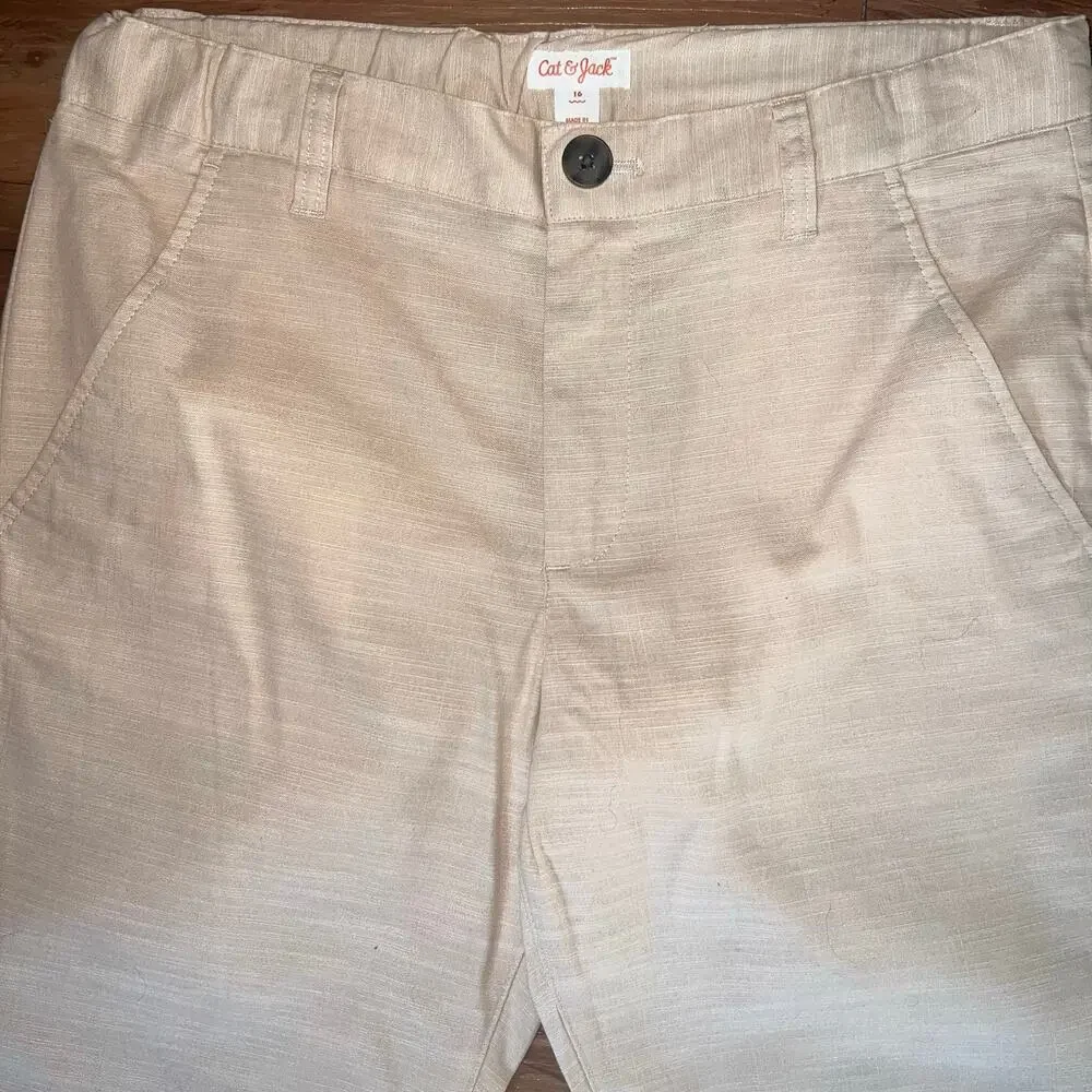 Cat & Jack Cream Khaki Chino Pants Casual Straight Leg Trousers Size 16